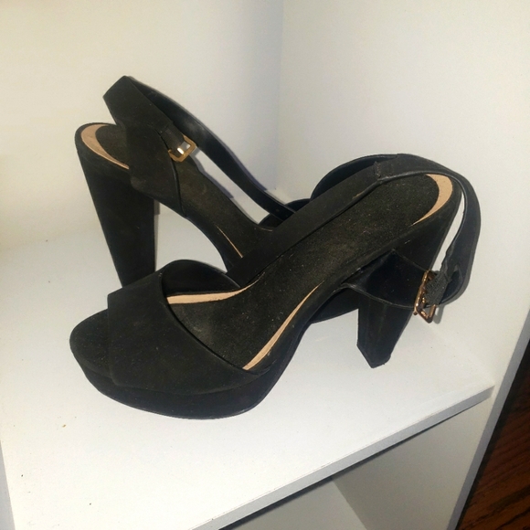 ASOS black chunky platform heels size 7.5 - Picture 2 of 6